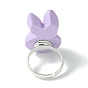 Bunny Resin Finger Ring, Silver Brass Adjustable Ring