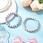 2Pcs 2 Colors Handmade Flower Printed Porcelain Ceramic Round Beads Stretch Bracelets for Women