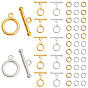 30 Sets 2 Colors Brass Toggle Clasps, with 60Pcs 2 Colors Jump Rings