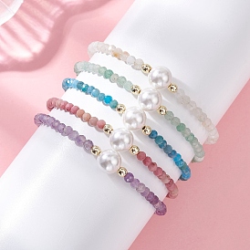 Драгоценный камень браслеты из бисера, круглые, с оболочкой жемчуг, золотые