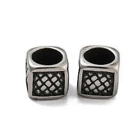 Cube 304 Stainless Steel European Beads, Large Hole Beads