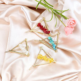 Barrettes à cheveux vintage en alliage, avec la pierre gemme, accessoires de cheveux pour femmes filles, triangle