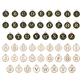 52 шт. 52 стили буквы A~Z сплав эмалевые подвески, плоские круглые прелести