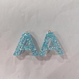 Pendentifs en résine époxy transparente, charms lettre avec boucles