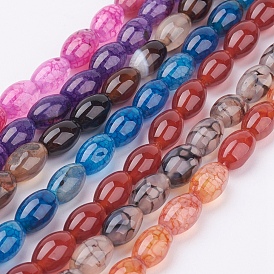 Natural Agate Beads Strands, Dyed, Barrel