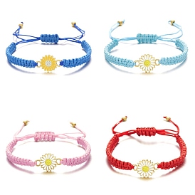 Alloy Cord Bracelets, with Wax Cord, Daisy