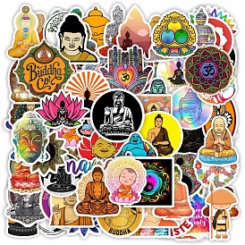 Buddhism 52Pcs PPC Self-Adhesive Stickers, for DIY Photo Album Diary Scrapbook Decoration