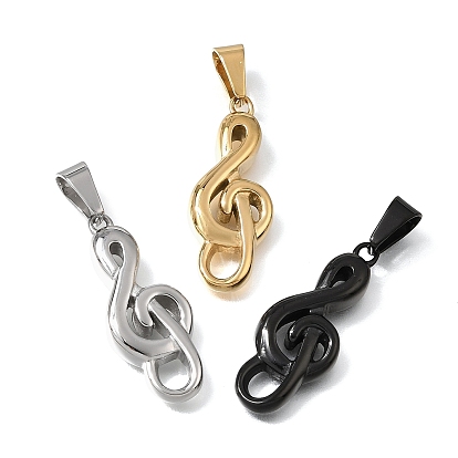 Pendentifs en acier inoxydable, charmes de note de musique