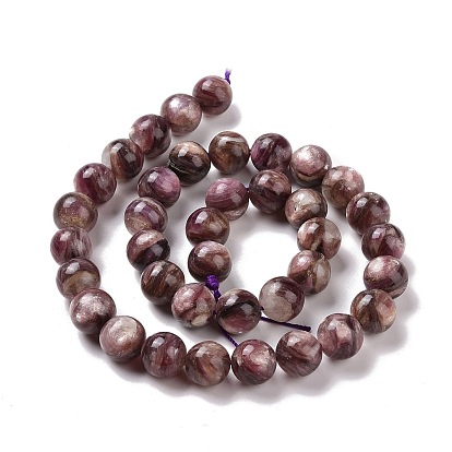 Natural Lepidolite/Purple Mica Stone Beads Strands, Grade A, Round