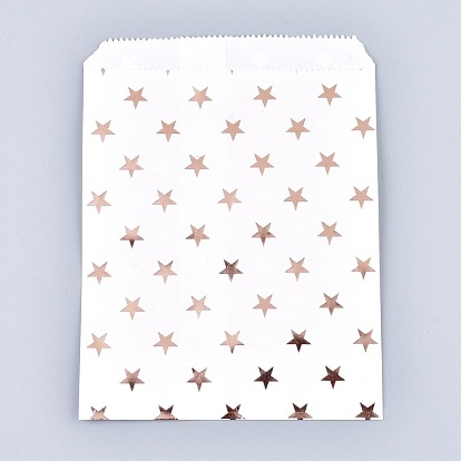 Star Pattern Eco-Friendly Kraft Paper Bags, Gift Bags, Shopping Bags, Rectangle