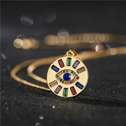 Fashion Colorful Zircon Eye Pendant Necklace For Women