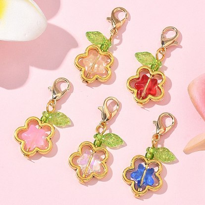 Подвесные украшения из сплава и стекла в форме звезды, с застежками-карабинами из цинкового сплава и прозрачными акриловыми подвесками