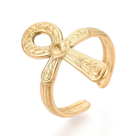 Крест анкх 304 компоненты открытого манжетного кольца из нержавеющей стали, ионное напыление (IP), установка кольца со стразами