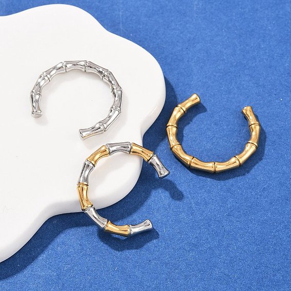 304 из нержавеющей стали Манжета кольца для женщин, ионное покрытие (ip), бамбук совместное