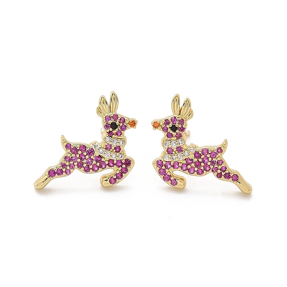 Латунные микро проложить серьги стержня кубического циркония, стойки покрытие, долговечный, без свинца и без кадмия, олень