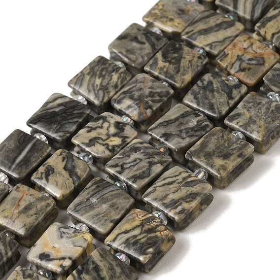 Натуральная карта каменные бусы пряди, квадратный, с бисером