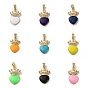 Brass Cubic Zirconia Pendants, with Enamel & Snap on Bail, Real 18K Gold Plated, Long-Lasting Plated, Lead Free & Cadmium Free, Heart & Crown