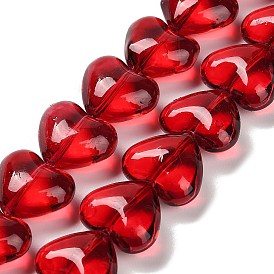 Electroplate Glass Beads Strands, Heart