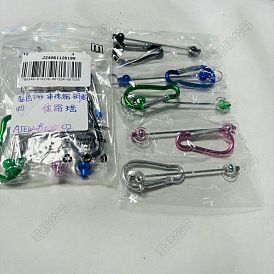 10Pcs 5 Colors Aluminum Climbing Carabiners, Beadable Iron Key Clasps