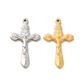 Ion Plating(IP) 304 Stainless Steel Pendants, Crucifix Cross Charm