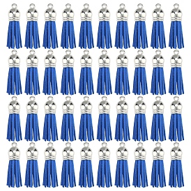 100 кулон с кисточками из искусственной замши., с концами пластмассового шнура ccb, платина