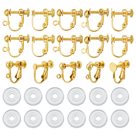 Латунный винт для фиксации на серьгах, спиральный зажим для ушей, для не проколотых ушей