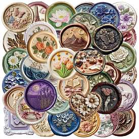 50шт. наклейки с рельефным изображением цветов и домашних животных, самоклеящиеся наклейки, для чемодана, скейтборде, рефигератор, шлем