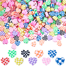 300 бусины из полимерной глины ручной работы., сердце с тартаном