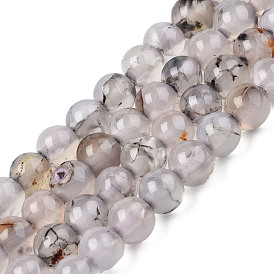 Round Natural Dragon Veins Agate Beads Strands, Dyed