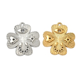 304 подвески из нержавеющей стали, подвеска в виде листа клевера с подвеской в виде звезды с сердечком вместо глаз