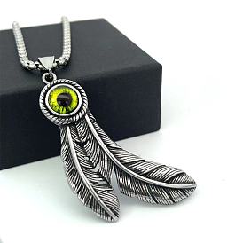 Винтажные подвески из нержавеющей стали с двойным пером от сглаза