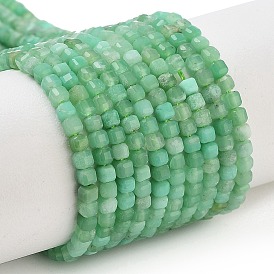 Natural Chrysoprase Beads Strands, Grade AA, Faceted Table Cut Cube