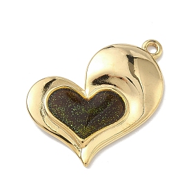 304 нержавеющей стальной эмали подвески, шарма сердца, вакуумное покрытие pvd, реальный 18 k позолоченный, с блеском порошок