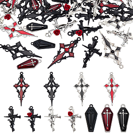 44 шт 11 стили подвески из сплава с эмалью на тему Хэллоуина, гроб с крестом