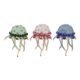 Jellyfish Alloy Rhinestones Tassel Brooches, Antique Golden