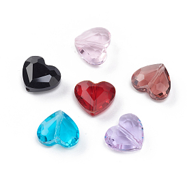 Glass Beads, Faceted, Heart
