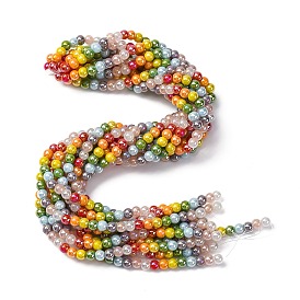 Нити стеклянных бусин с гальваническим покрытием и градиентным цветом, круглые