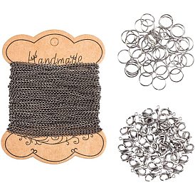 Ensembles de fabrication de chaînes de bricolage, avec des anneaux de saut de fer, laiton homard fermoirs pince et des chaînes de fer