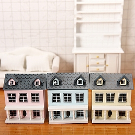 MDF Board Villa House Miniature Ornaments, Micro Landscape Dollhouse Accessories, Pretending Prop Decorations