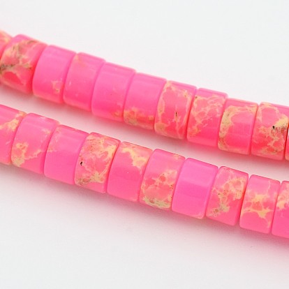 Synthetic Imperial Jasper Beads Strands, Dyed, Heishi Beads, Flat Round/Disc