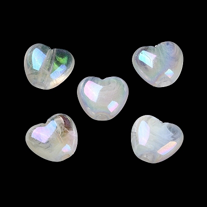 Opaque Acrylic Beads, AB Color, Heart