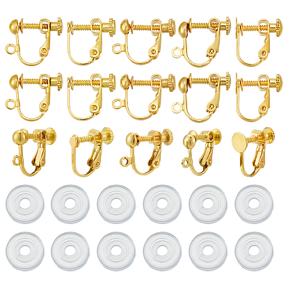 Латунный винт для фиксации на серьгах, спиральный зажим для ушей, для не проколотых ушей