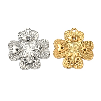 304 подвески из нержавеющей стали, подвеска в виде листа клевера с подвеской в виде звезды с сердечком вместо глаз