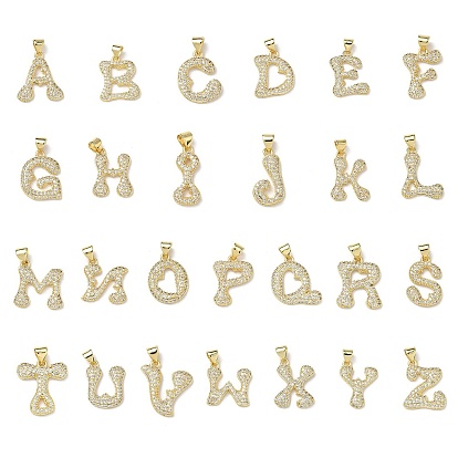 Латунные микро проложить кубического циркония подвески, стойки покрытие, буквы, без свинца и без кадмия, долговечный, реальный 18 k позолоченный