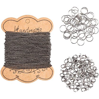Ensembles de fabrication de chaînes de bricolage, avec des anneaux de saut de fer, laiton homard fermoirs pince et des chaînes de fer