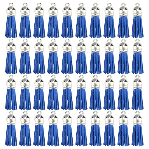 100 кулон с кисточками из искусственной замши., с концами пластмассового шнура ccb, платина