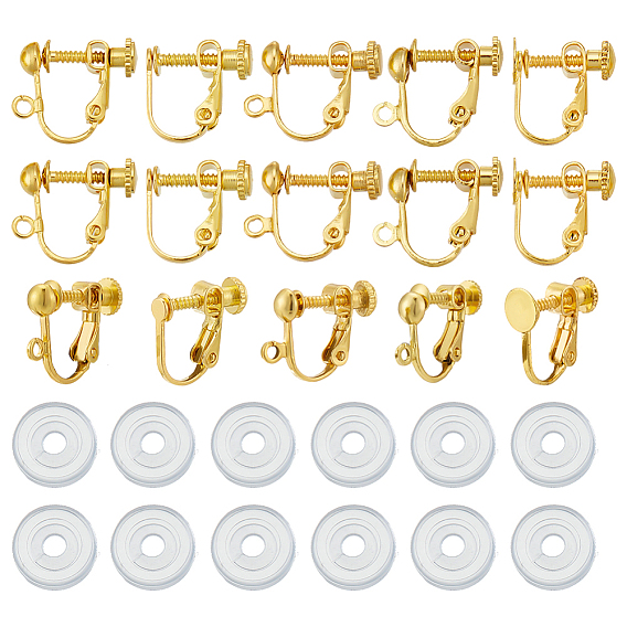 Латунный винт для фиксации на серьгах, спиральный зажим для ушей, для не проколотых ушей