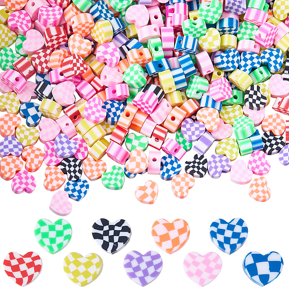300 бусины из полимерной глины ручной работы., сердце с тартаном