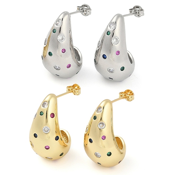 Серьги-гвоздики из латуни в форме капли с покрытием из кубического циркония для женщин, долговечный, без свинца и без кадмия