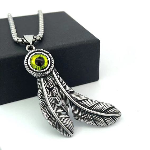 Винтажные подвески из нержавеющей стали с двойным пером от сглаза
